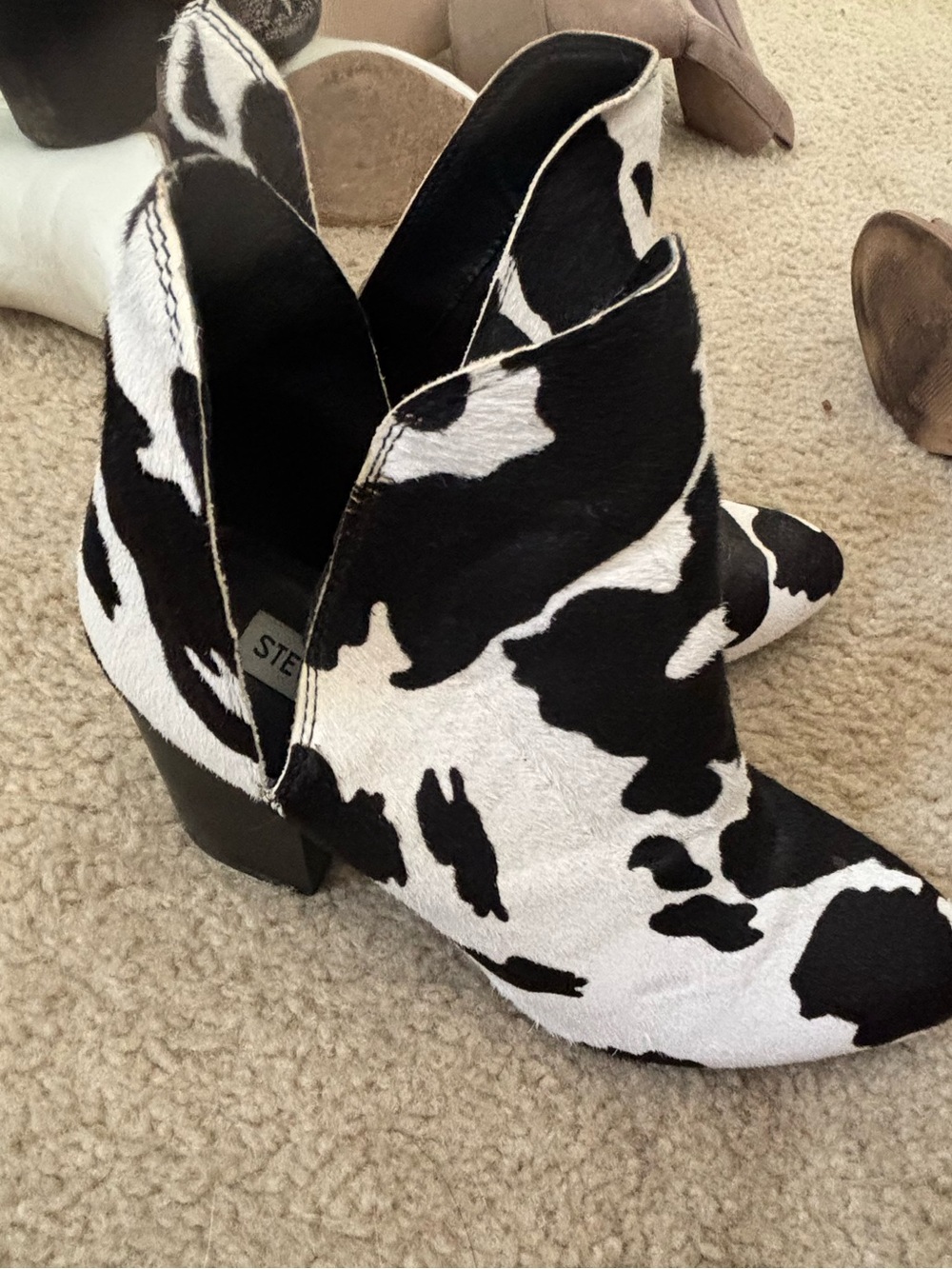 Cow print boots